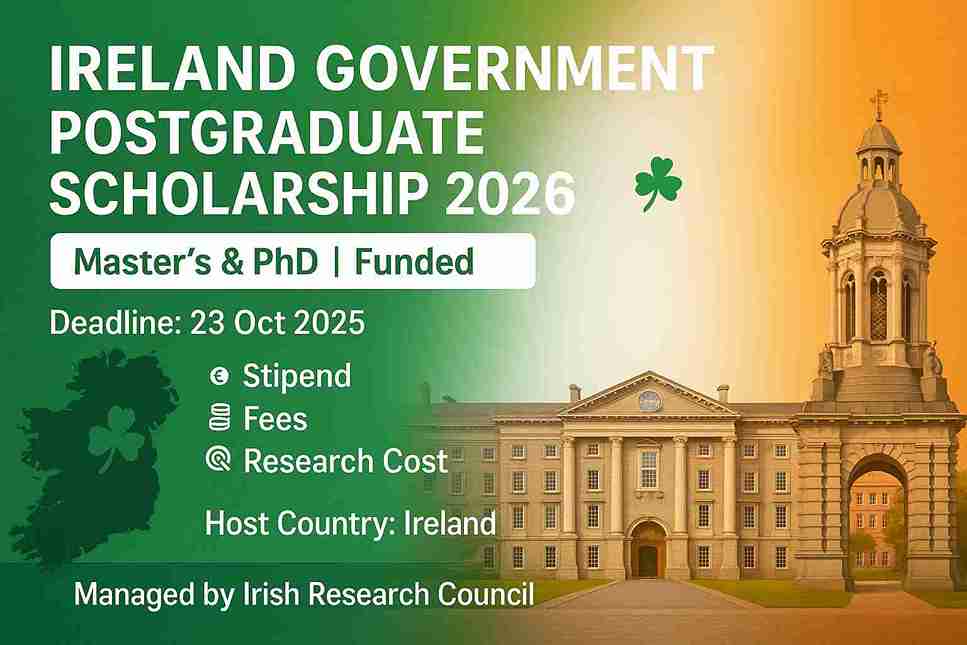 Beasiswa Pemerintah Irlandia 2026 untuk Pascasarjana (Funded)