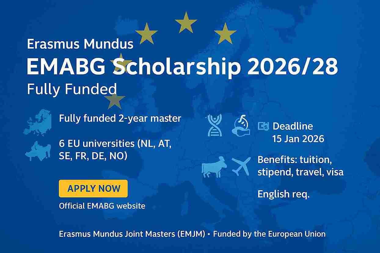Erasmus Mundus EMABG Scholarship 2026–2028 (Fully Funded)