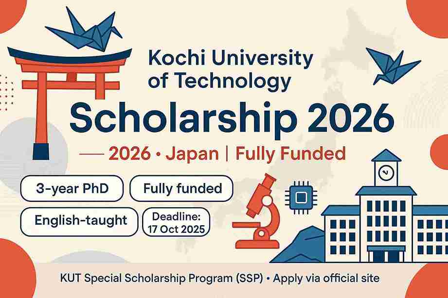 Beasiswa Kochi University of Technology (KUT) 2026 di Jepang — Fully Funded