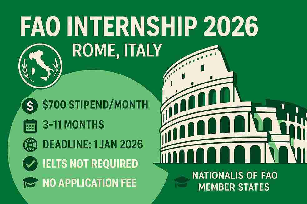 Program Magang FAO 2026 di Roma, Italia (Tunjangan USD 700/Bulan)